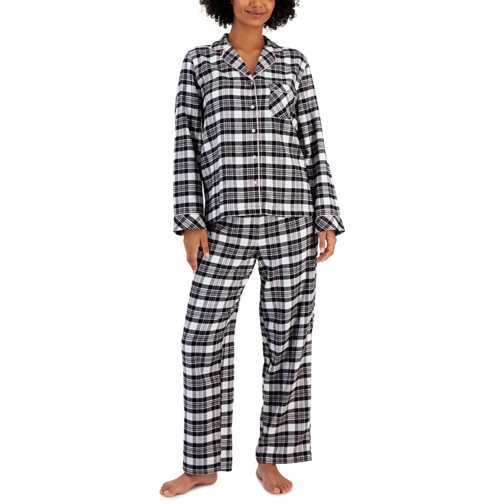 Charter Club Womens Large 2 Piece Plaid Cotton Flannel Packaged Pajama Set $69
